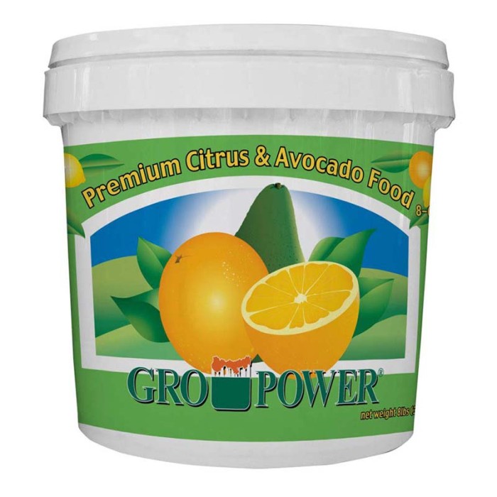 Gro Power Premium Citrus & Avocado Food 8-6-8 - Pail